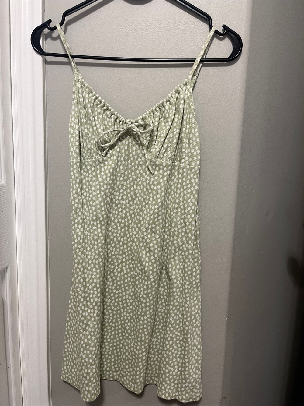 American Eagle Outfitters Light Sage Floral Slip Dress with Tie